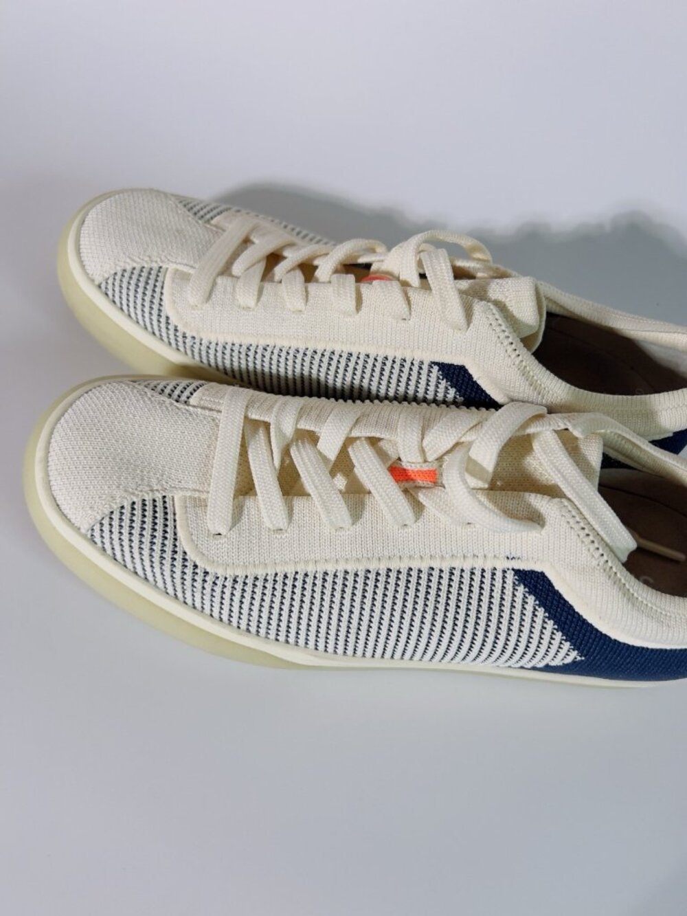 Rothy’s Women’s Knit Lace Up Sneakers Blue White Size 7 Comfort Shoes No Box - Picture 9 of 11